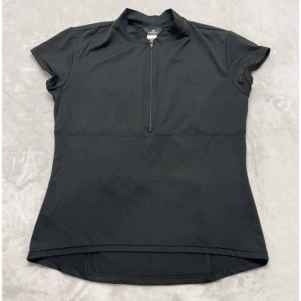 Canari Cycling Jersey Women XL Black 1/4 Zip Short Sleeve Back Zip Athletic Top